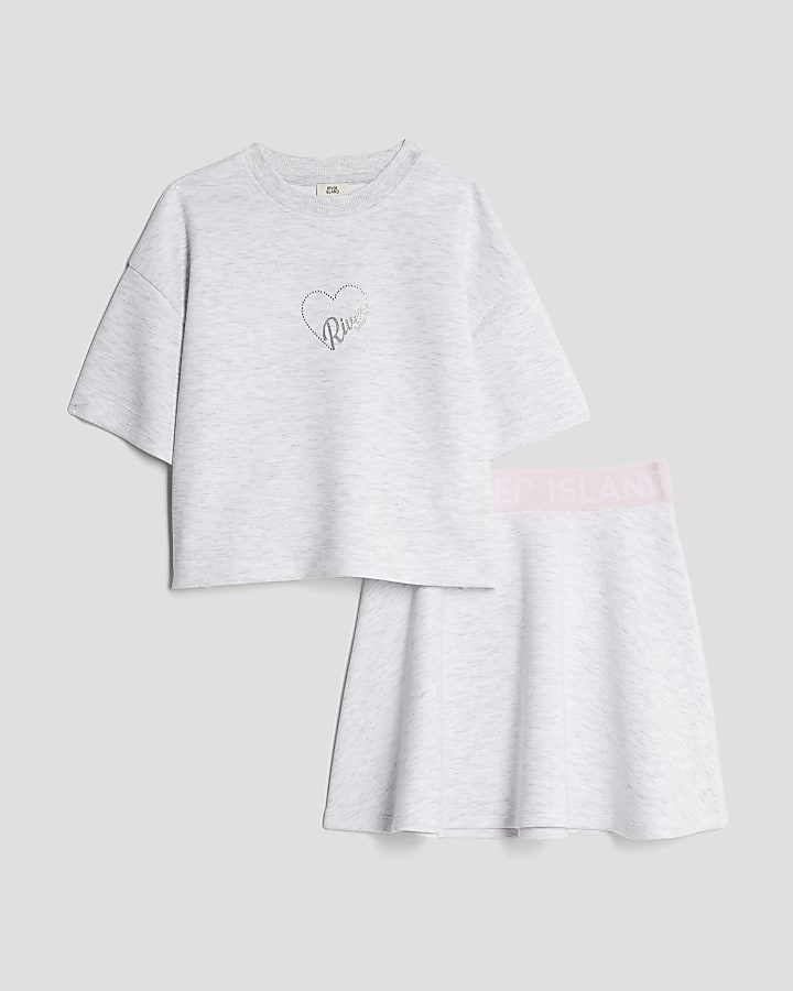 Girls Grey Premium Skirt Set