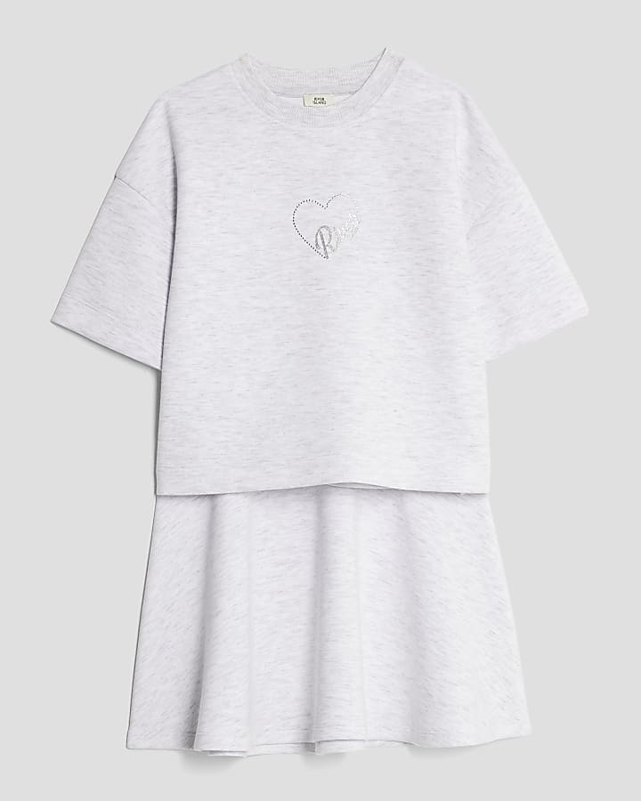 Girls Grey Premium Skirt Set