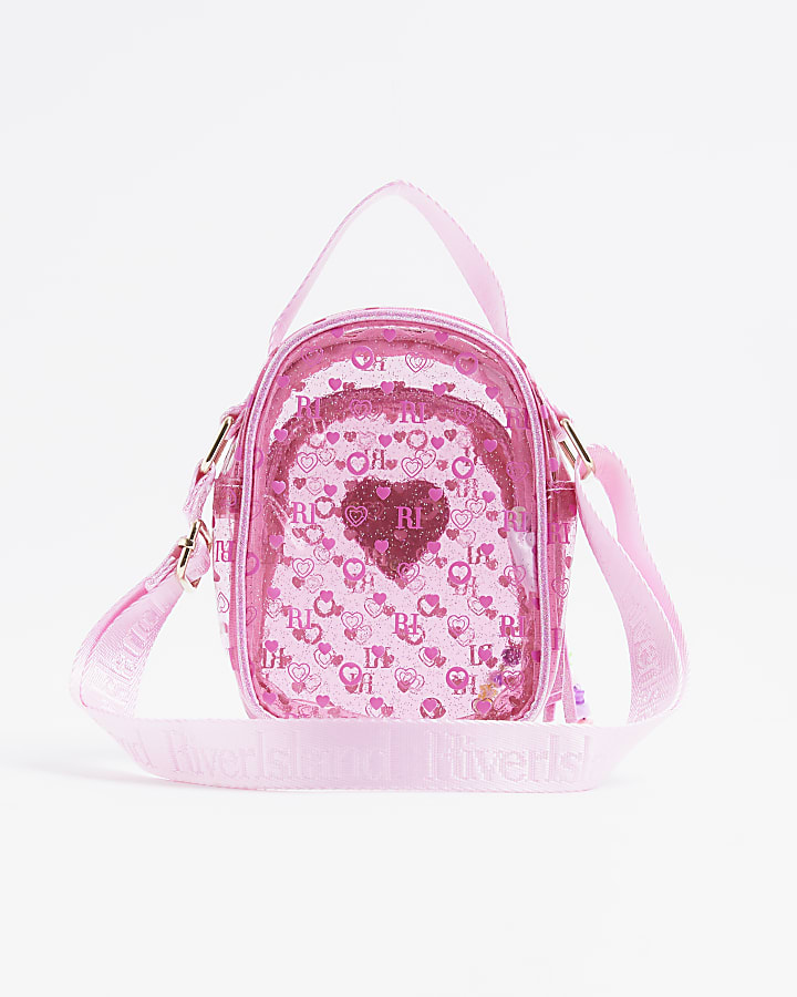 Girls Pink RI Monogram Jelly Cross Body Bag