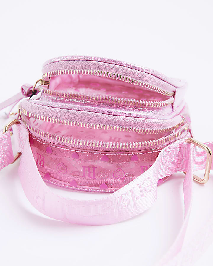 Girls Pink RI Monogram Jelly Cross Body Bag