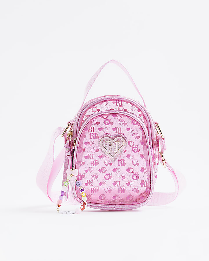 Girls Pink RI Monogram Jelly Cross Body Bag