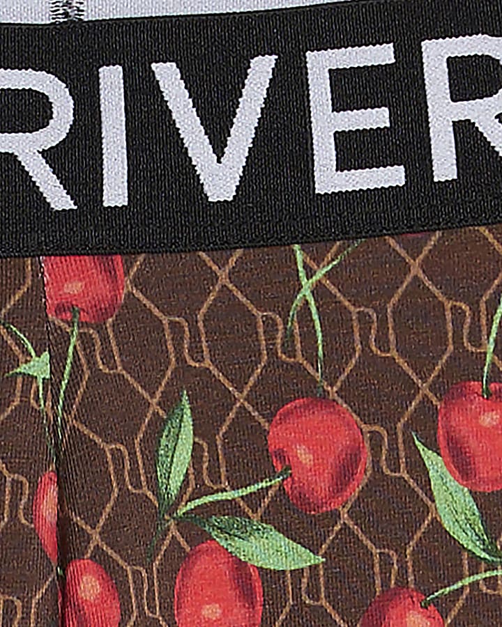 Girls Brown RI Monogram Cherry Leggings