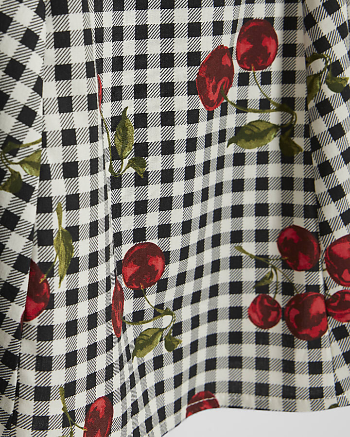 Girls Black Cherry Gingham Skater Dress