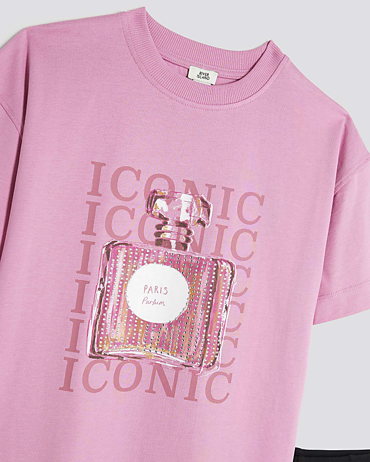 Girls Pink Perfume T-Shirt Set