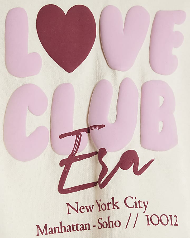 Girls Cream Love Club Hoodie And Leggings Set