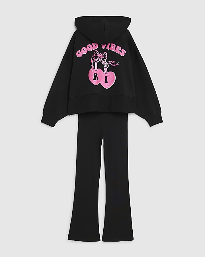 Girls Black RI Cherry Hoodie Set