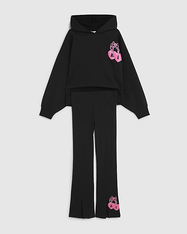 Girls Black RI Cherry Hoodie Set
