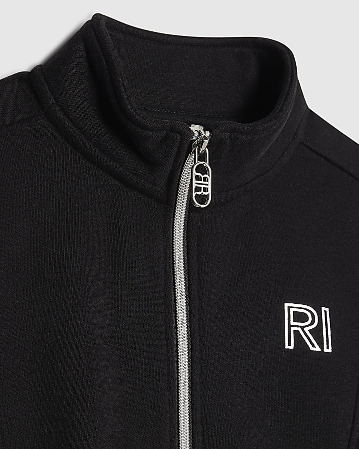 Girls Black RI Waistband Bomber Jacket