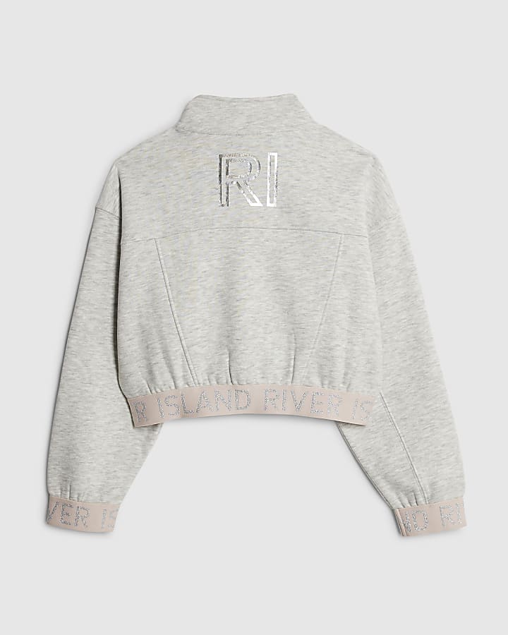 Girls Grey RI Waistband Bomber Jacket