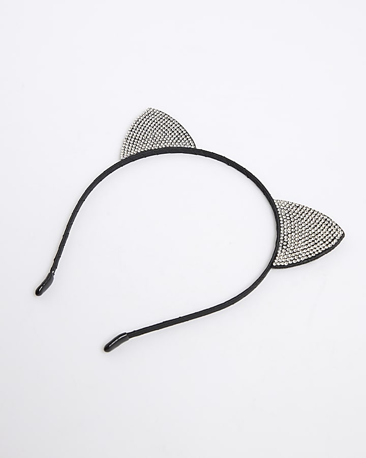 Girls Black Halloween Cat Ear Headband