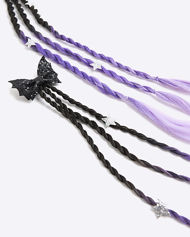 Girls Purple Halloween Bat Plaited Hair Clips