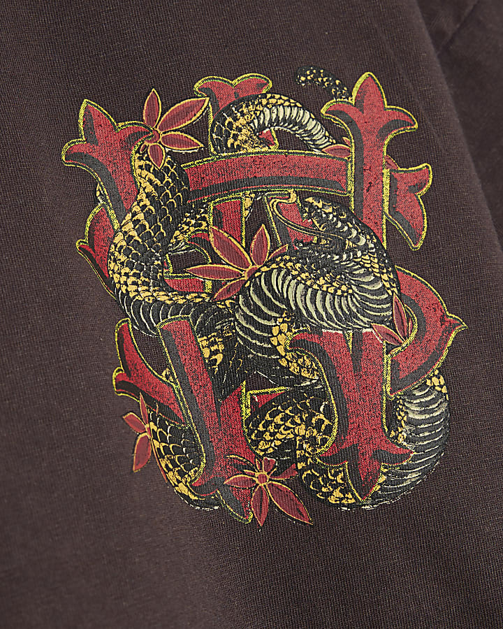 Boys Brown Washed Snake T-Shirt