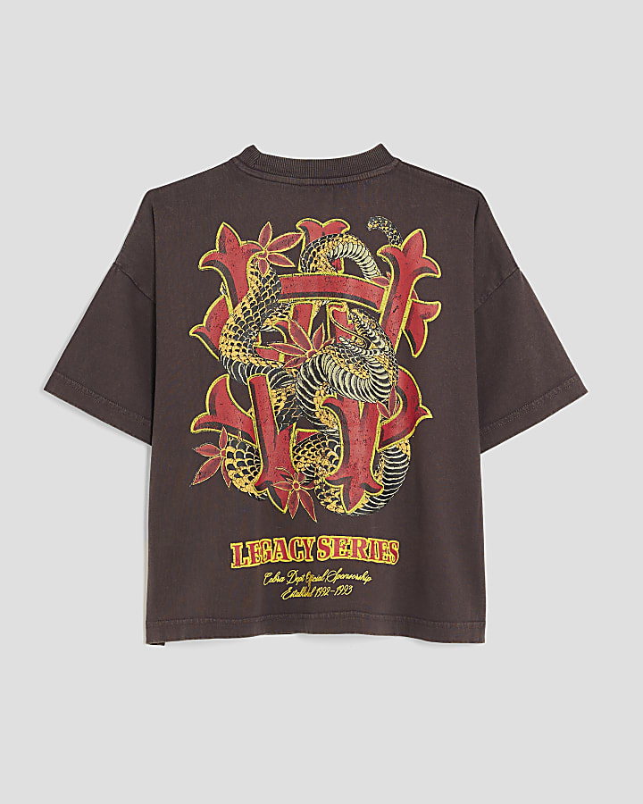 Boys Brown Washed Snake T-Shirt
