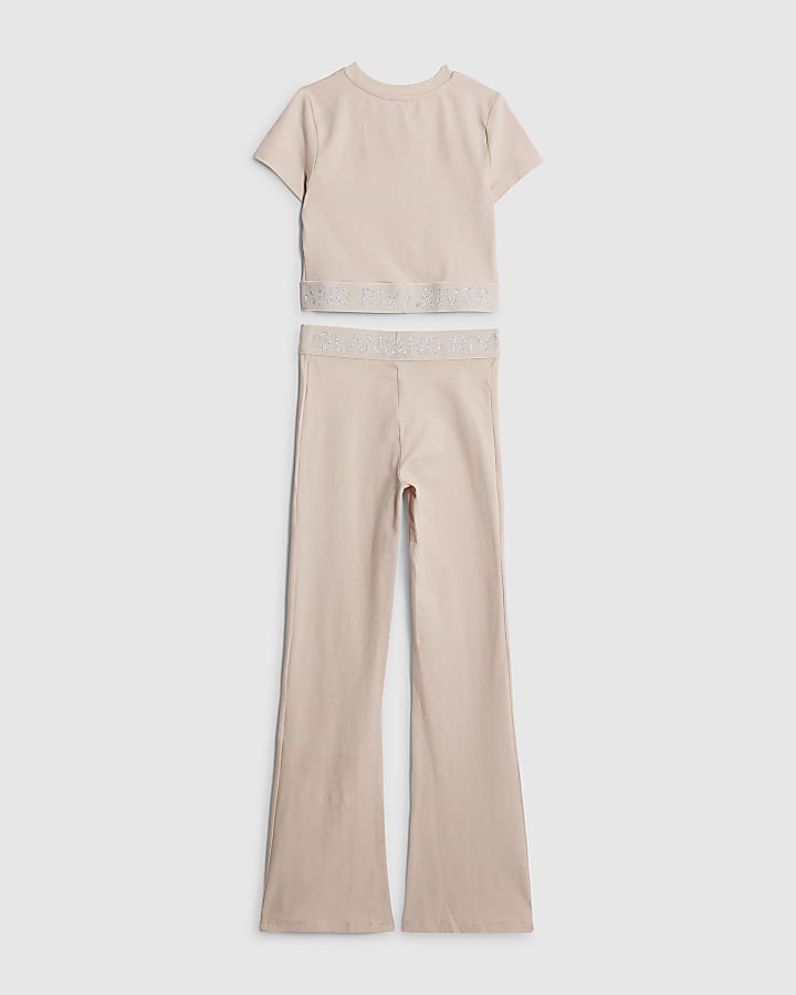 Girls Pink RI Waistband Top Set