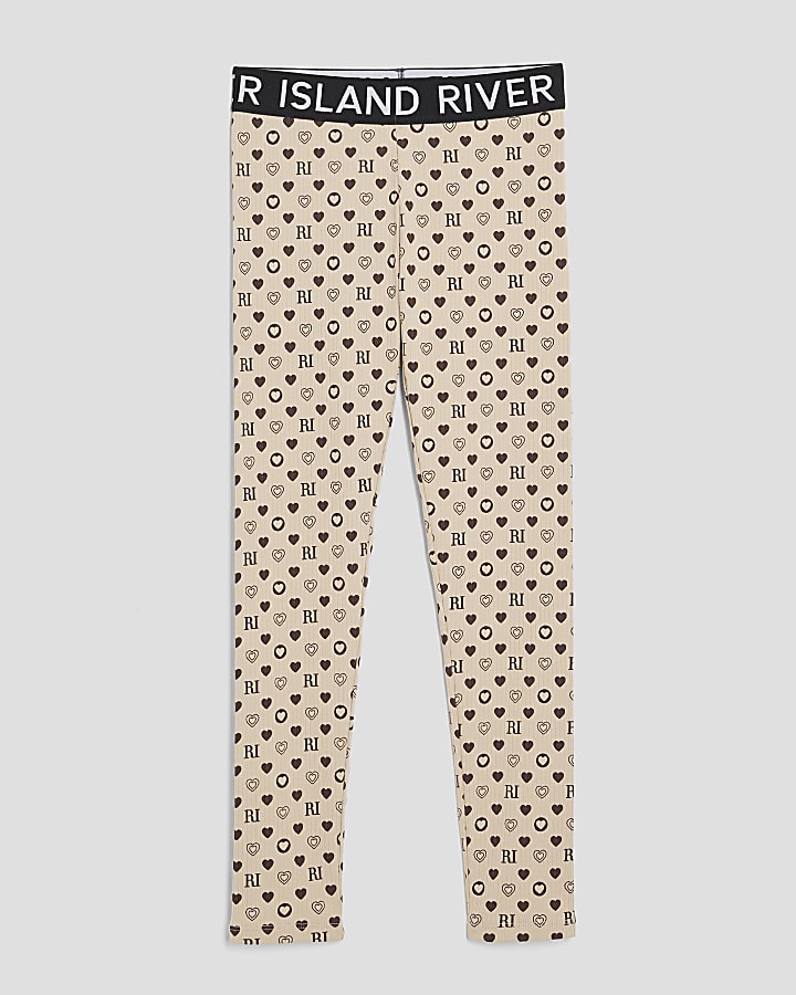 Girls Brown RI Monogram Leggings