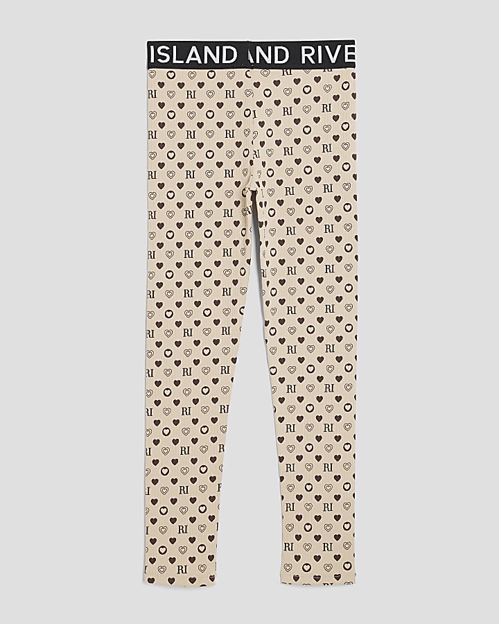 Girls Brown RI Monogram Leggings