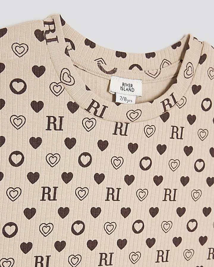Girls Brown RI Monogram T-Shirt