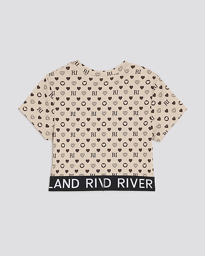 Girls Brown RI Monogram T-Shirt