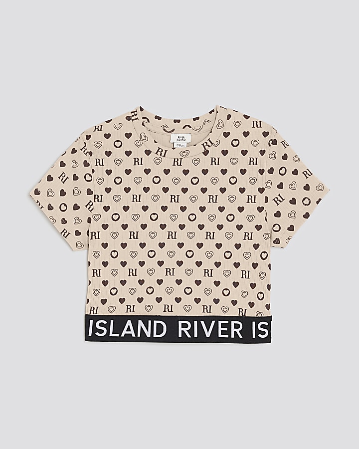 Girls Brown RI Monogram T-Shirt