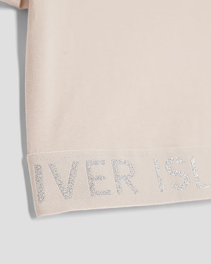 Girls Pink Short Sleeve Cropped T-shirt