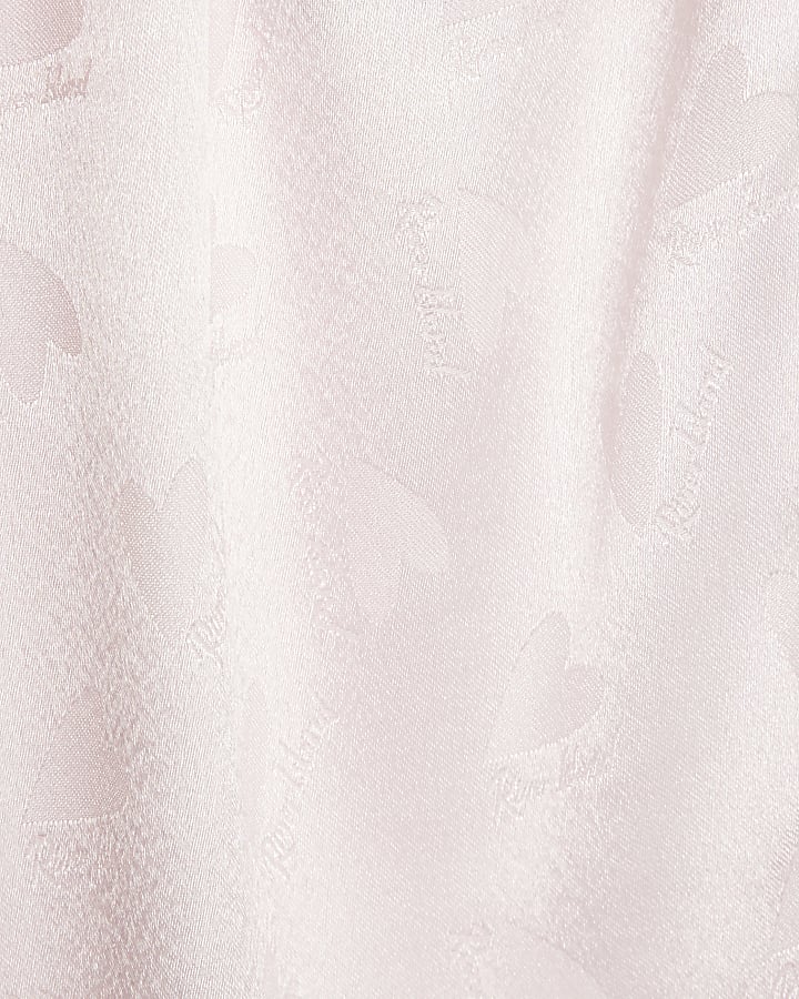 Mini Girls Pink Fur Cuff Satin Pyjamas Set