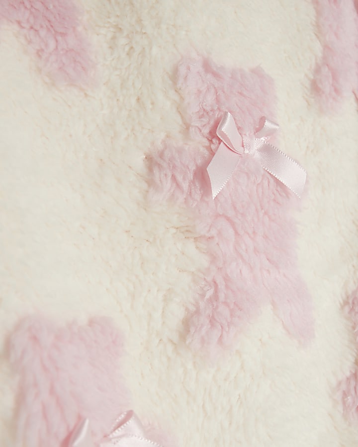Mini Girls Cream Bow Teddy Bear Pyjama Set