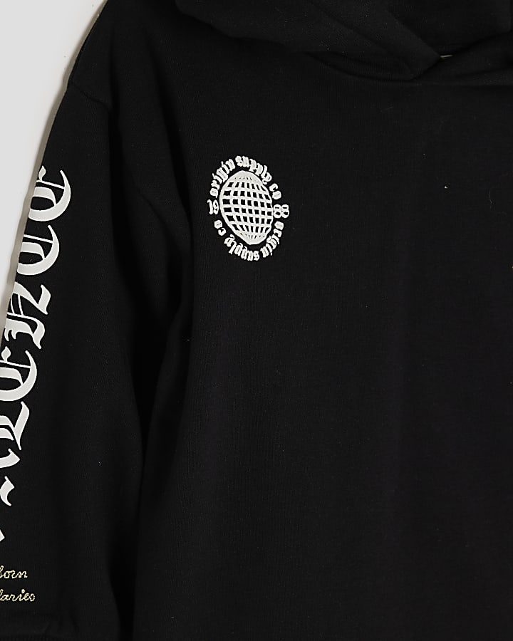 Mini Boys Black Badge Gothic Hoodie Set