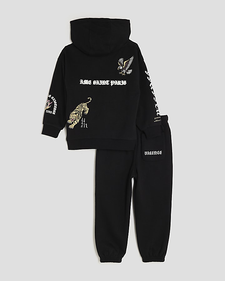 Mini Boys Black Badge Gothic Hoodie Set