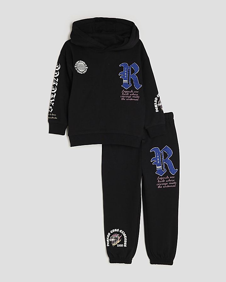Mini Boys Black Badge Gothic Hoodie Set