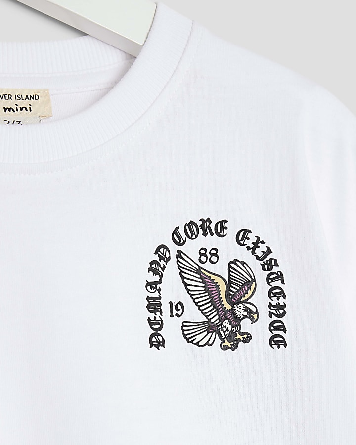 Mini Boys White Gothic Badge T-Shirt
