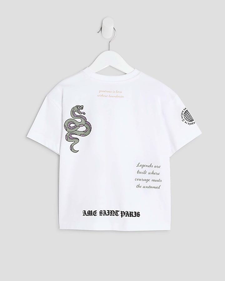 Mini Boys White Gothic Badge T-Shirt