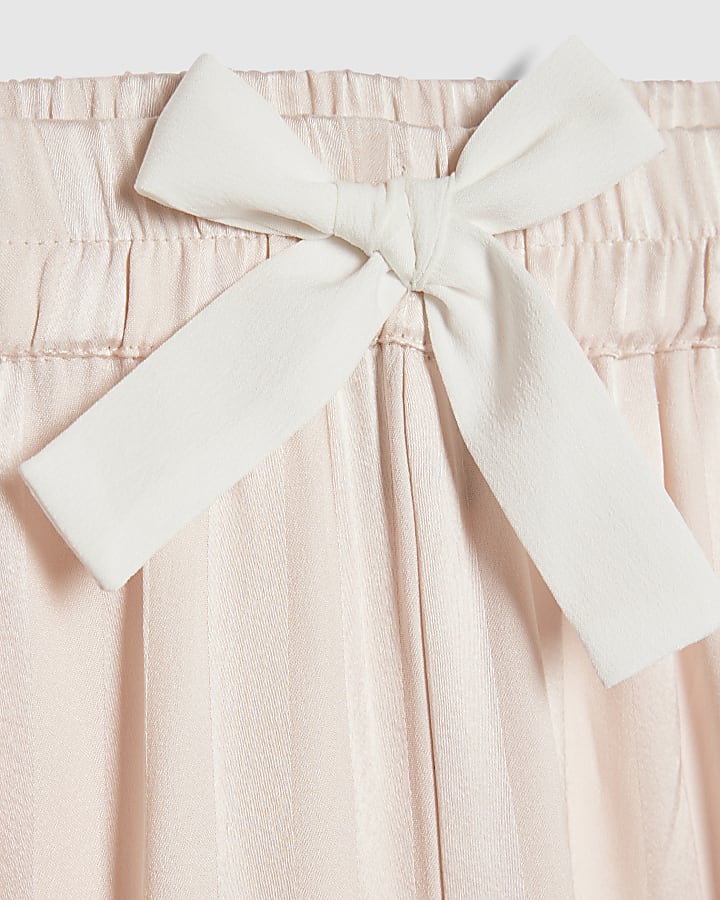 Girls Pink Corsage Satin Pyjamas Set