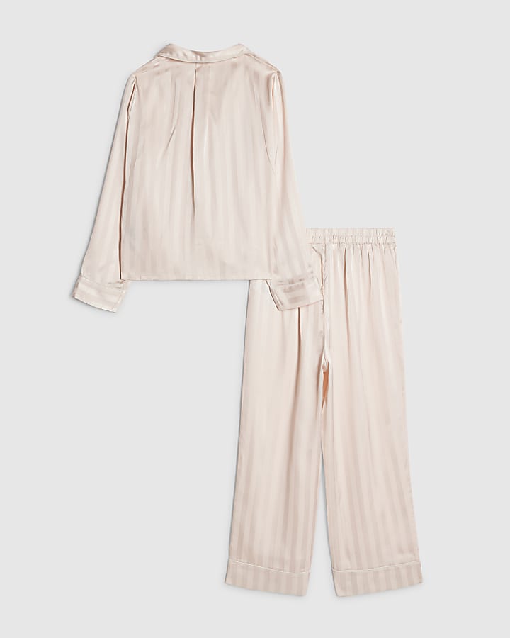 Girls Pink Corsage Satin Pyjamas Set
