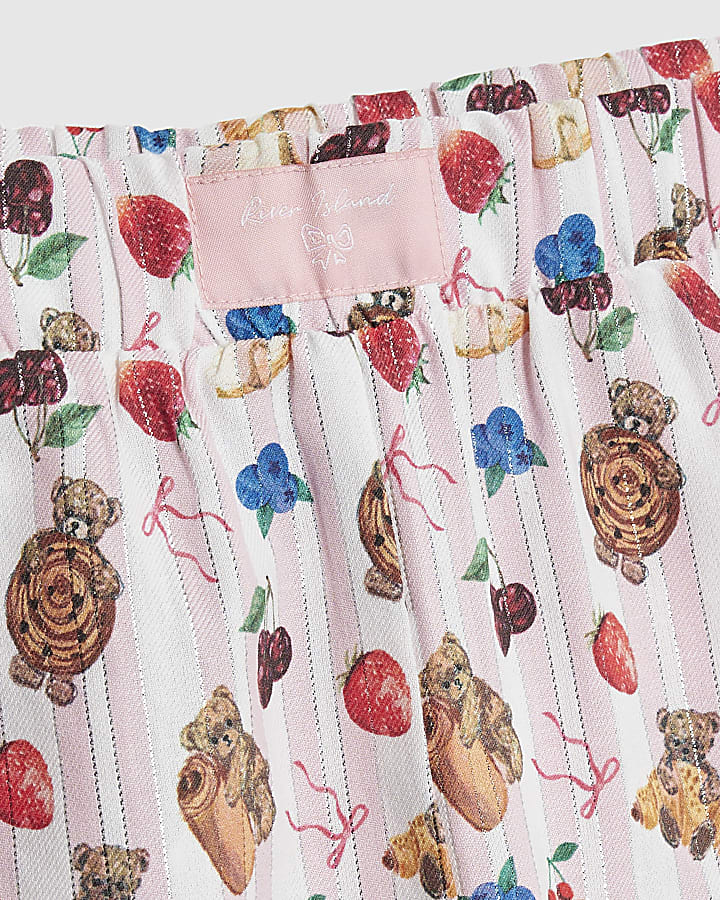 Girls Cream Pastry Bear Pyjamas Set