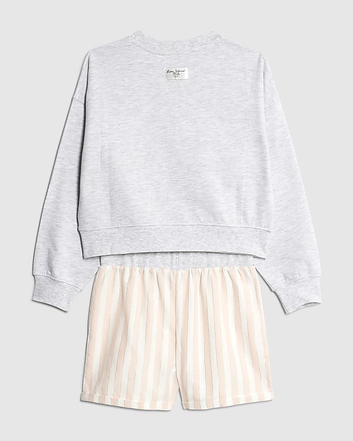 Girls Grey Cherry Pyjamas Set
