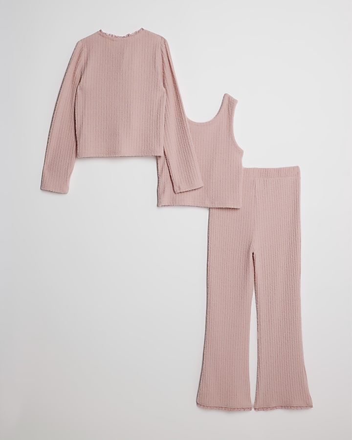 Girls Pink 3D Corsage 3 Piece Set