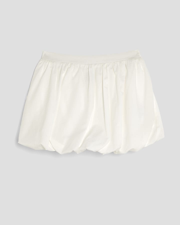 Girls White Bubble Hem Skirt