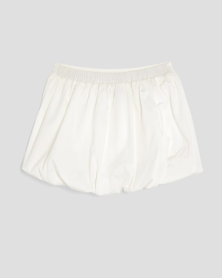 Girls White Bubble Hem Skirt