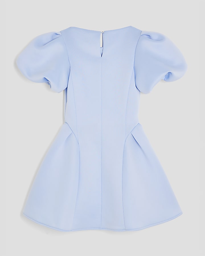 Girls Blue Scuba Puff Skater Dress