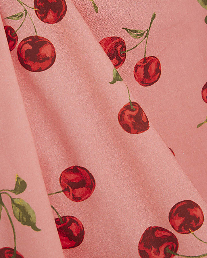 Girls Pink Cherry Poplin Skater Dress