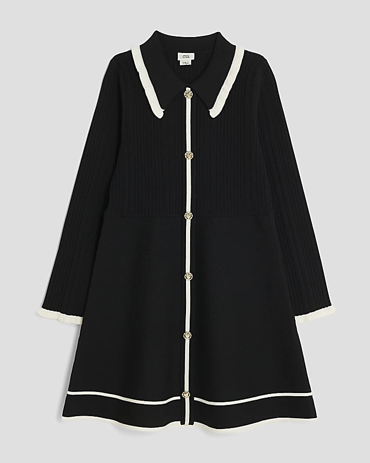 Girls Black Tipped Skater Dress