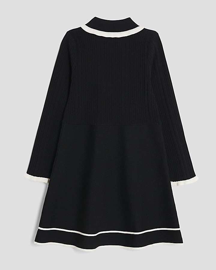 Girls Black Tipped Skater Dress
