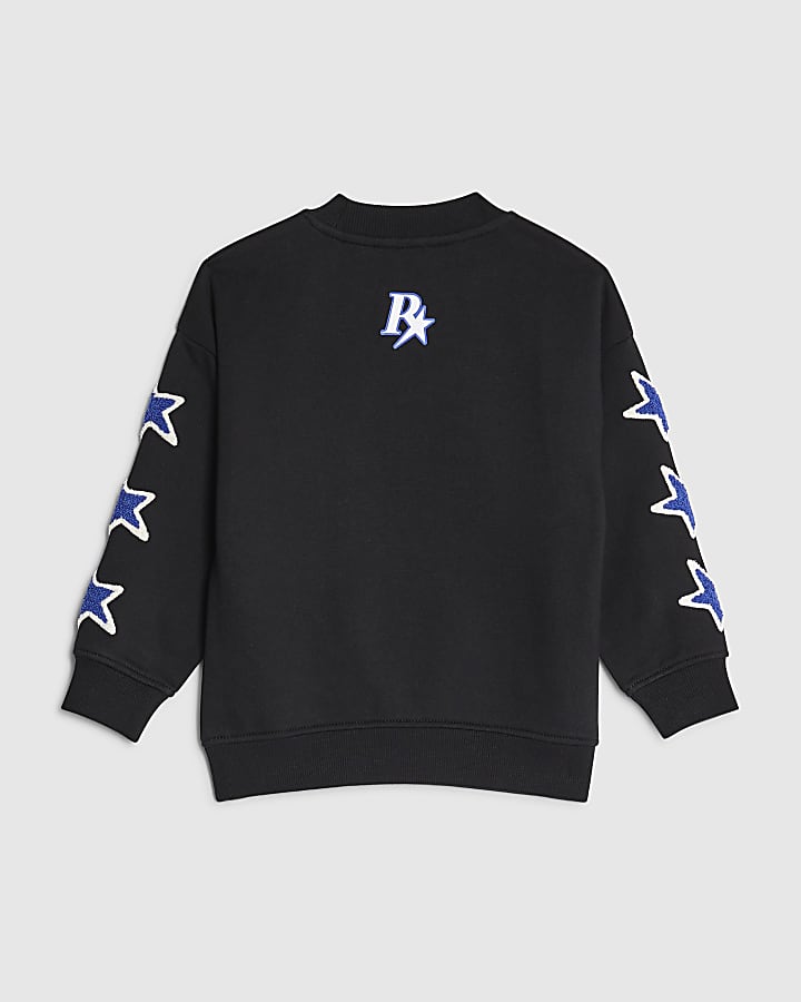 Mini Boys Black R Star Applique Sweatshirt
