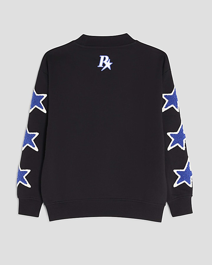 Boys Black R Star Applique Sweatshirt
