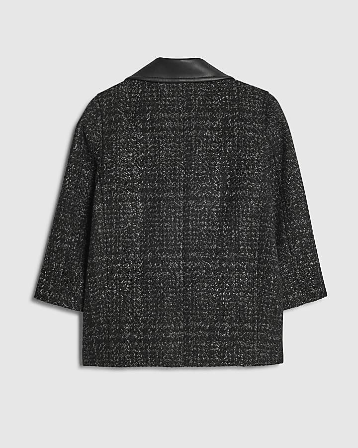 Mini Boys Black Check Peacoat