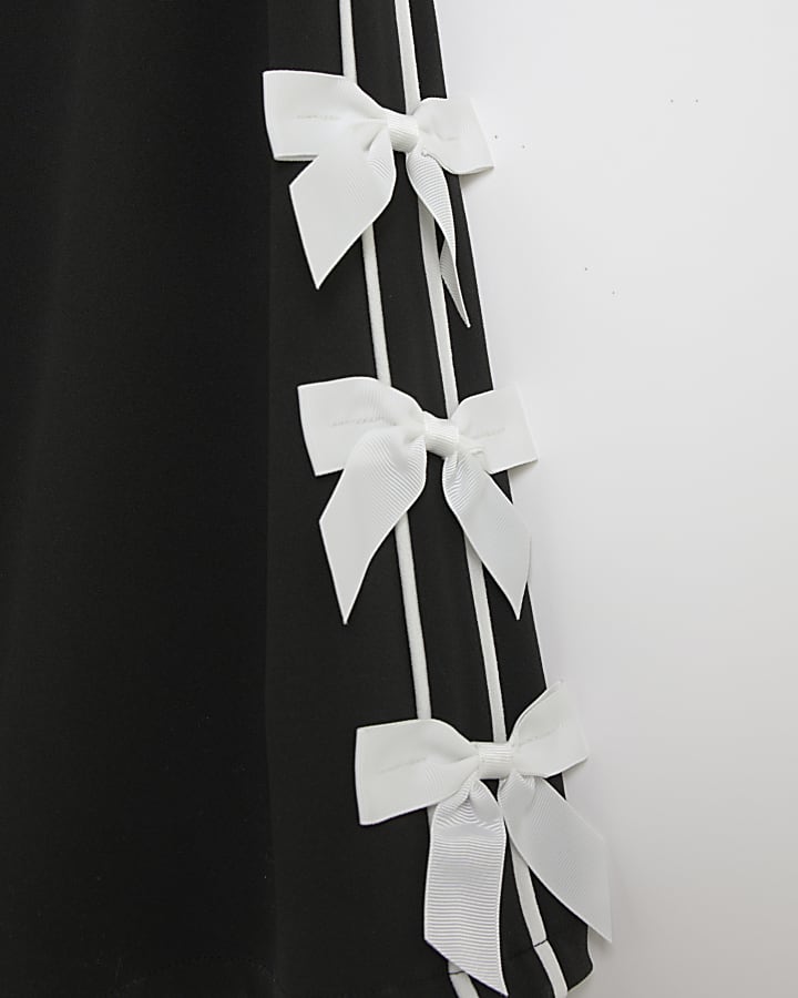 Girls Black Side Bow Trousers