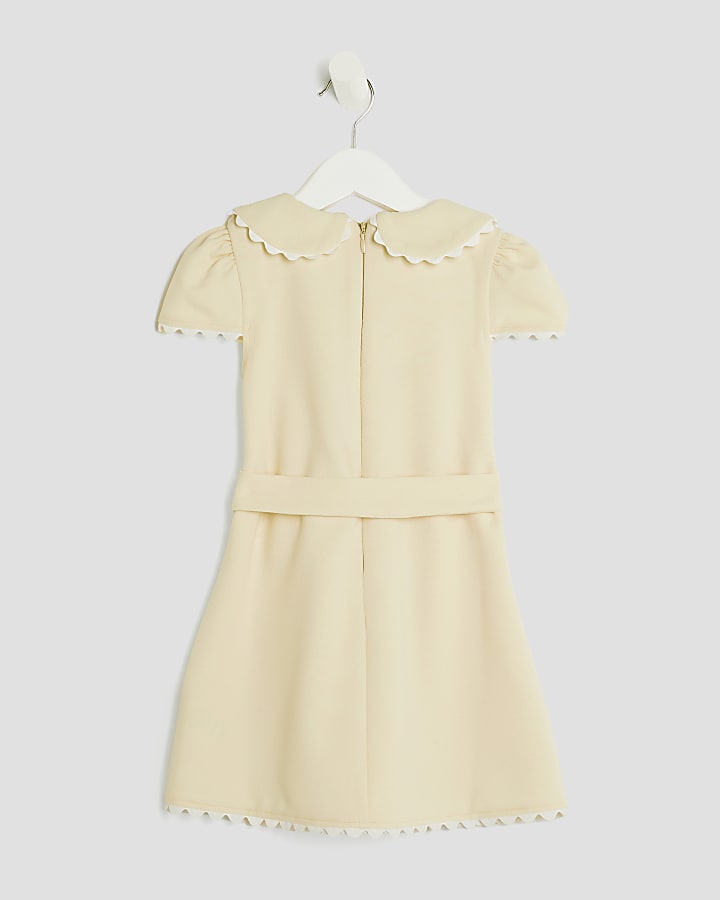 Mini Girls Yellow Collared Scuba Dress