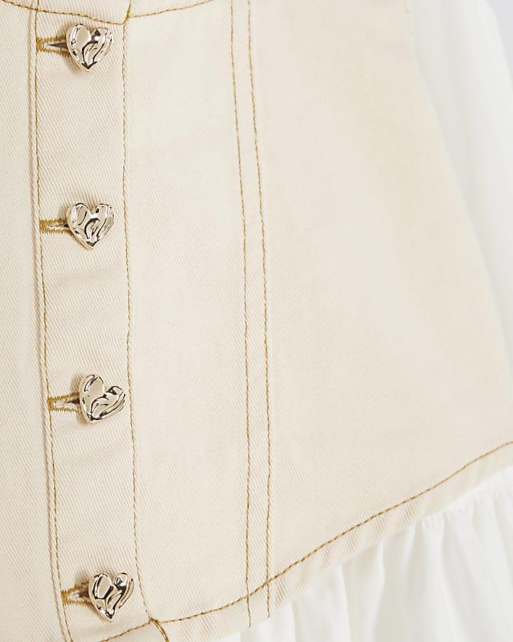 Girls White Waistcoat Shirt Dress