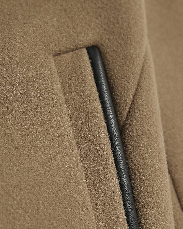 Mini Boys Brown Double Breasted Peacoat
