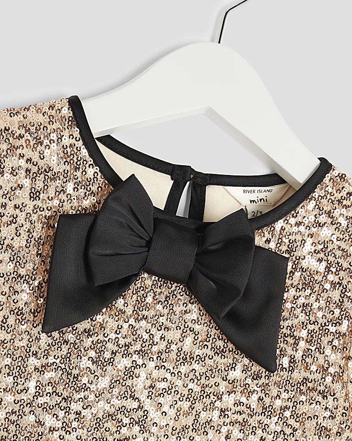 Mini Girls Rose Gold Sequin Dress